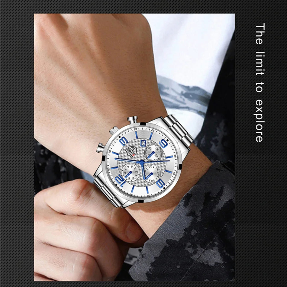 Reloj hombre Luxury Business Men Watchs Stainless Steel Quartz
