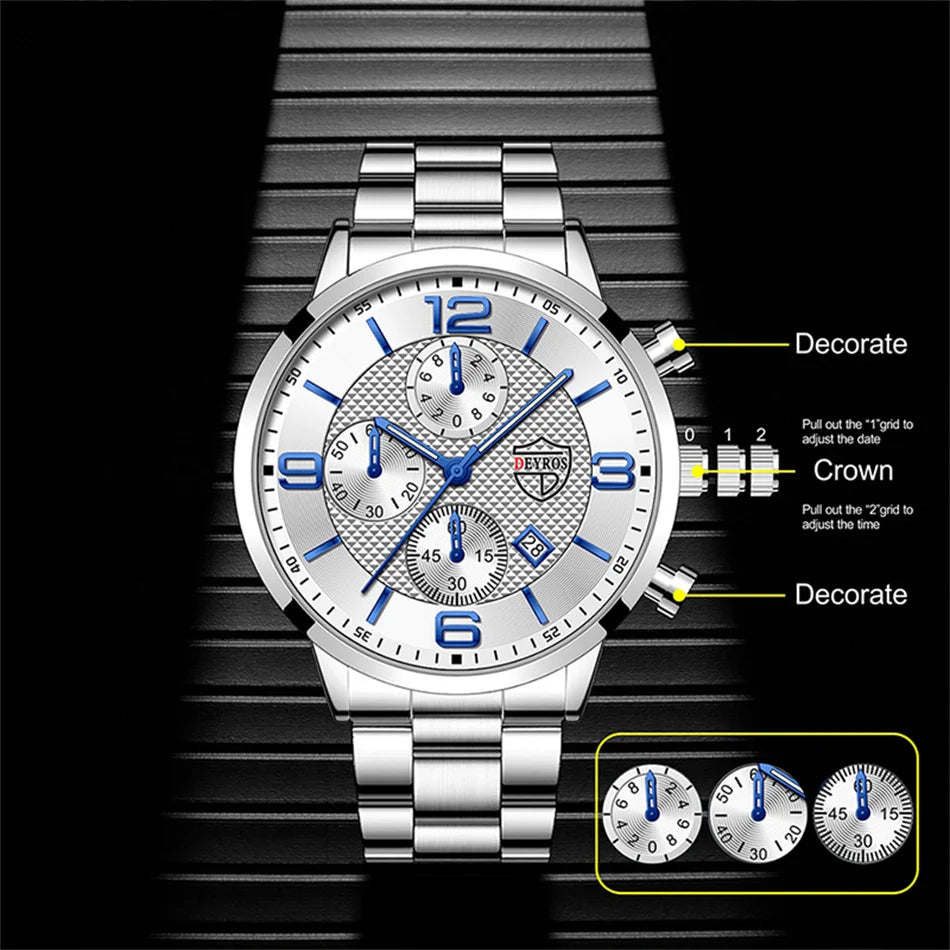 Reloj hombre Luxury Business Men Watchs Stainless Steel Quartz