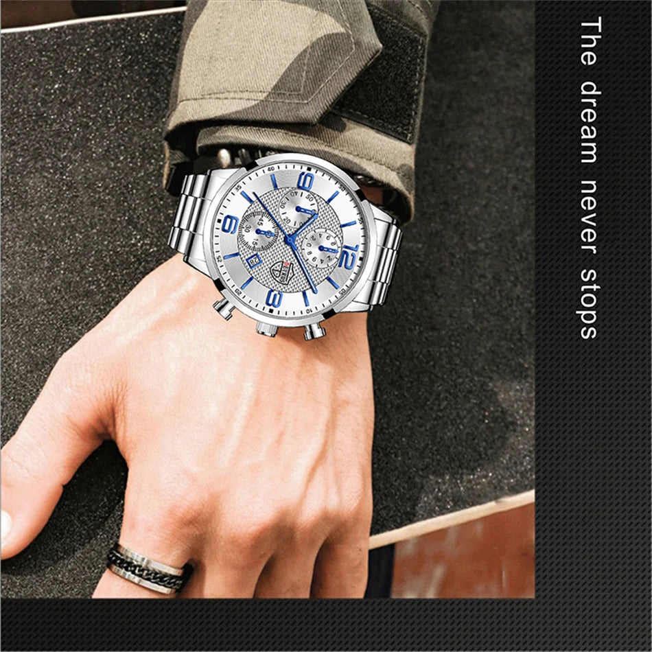 Reloj hombre Luxury Business Men Watchs Stainless Steel Quartz