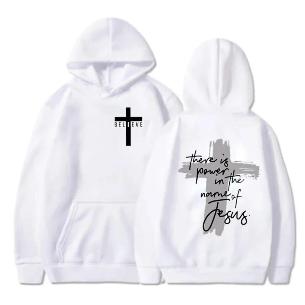 God Is Good Christian Faith Essential Hoodies There Is Power in The Name of Jesus Graphic Hoodie Fashion Streetwear