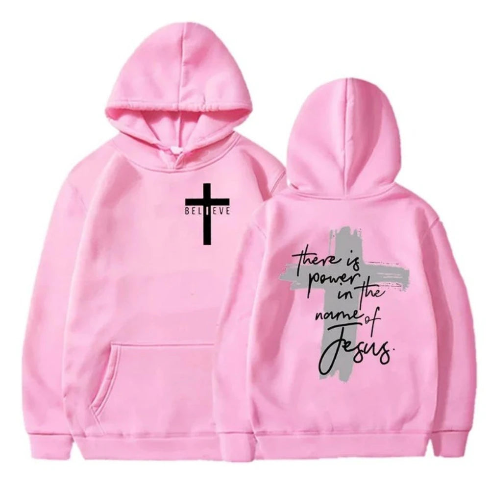 God Is Good Christian Faith Essential Hoodies There Is Power in The Name of Jesus Graphic Hoodie Fashion Streetwear