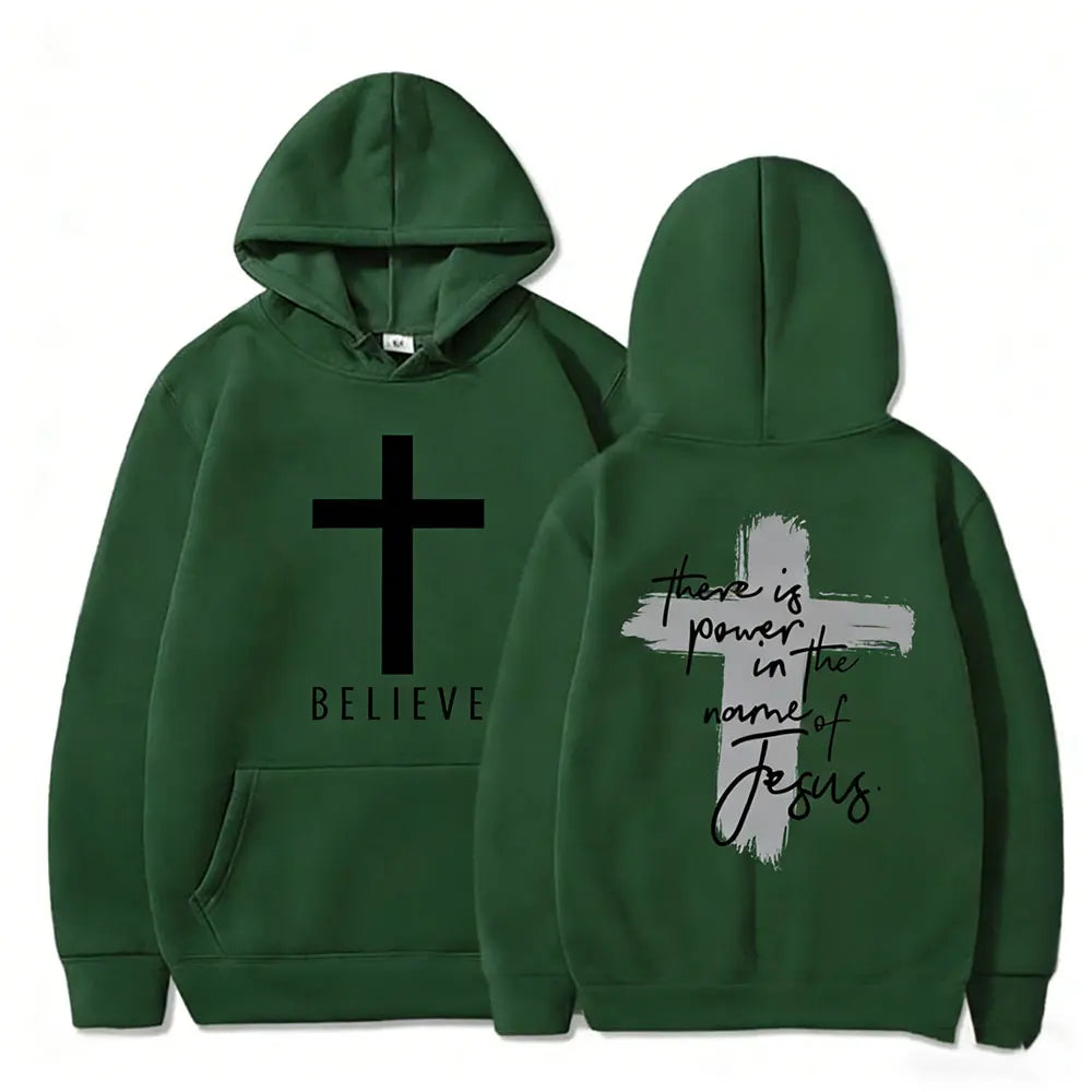 God Is Good Christian Faith Essential Hoodies There Is Power in The Name of Jesus Graphic Hoodie Fashion Streetwear