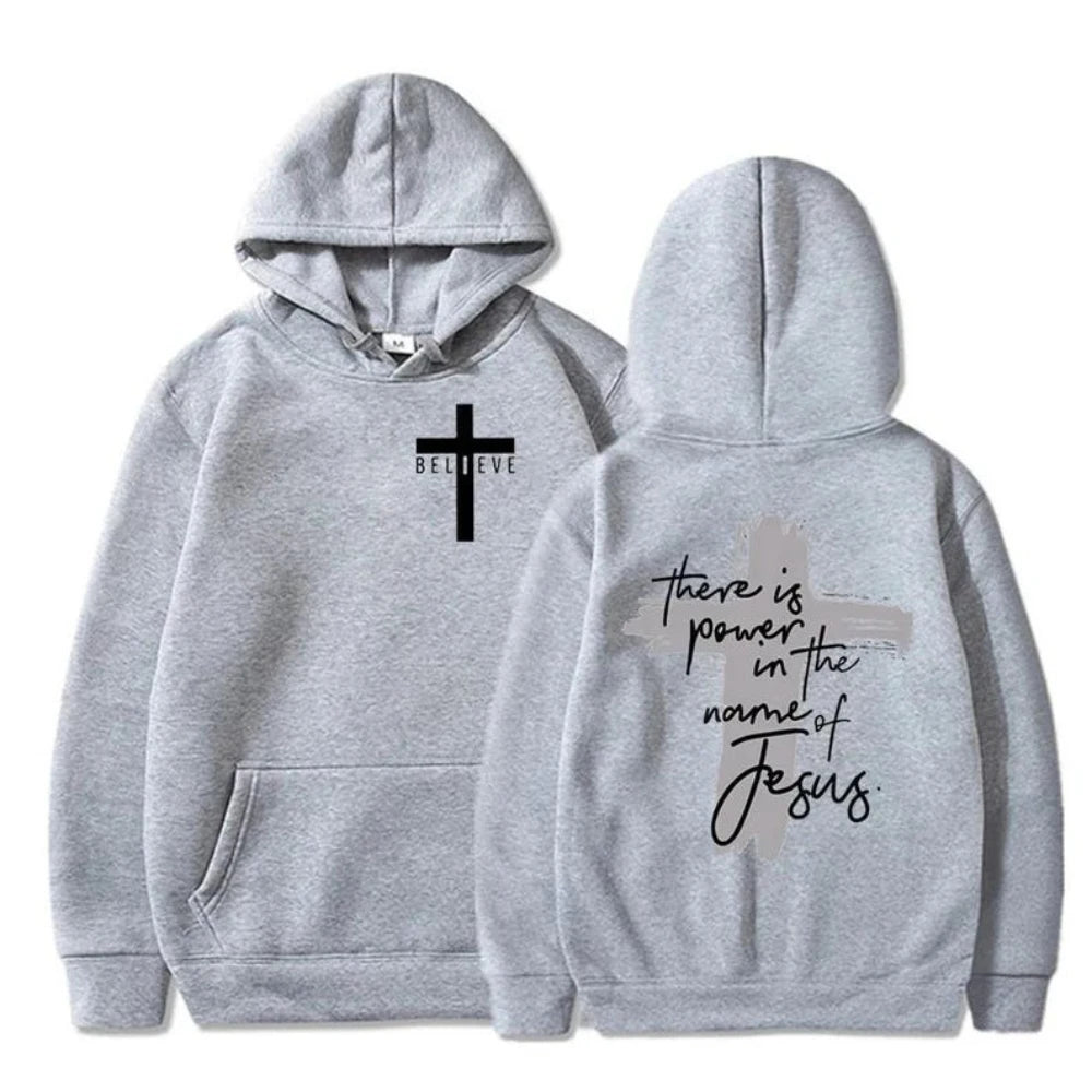 God Is Good Christian Faith Essential Hoodies There Is Power in The Name of Jesus Graphic Hoodie Fashion Streetwear
