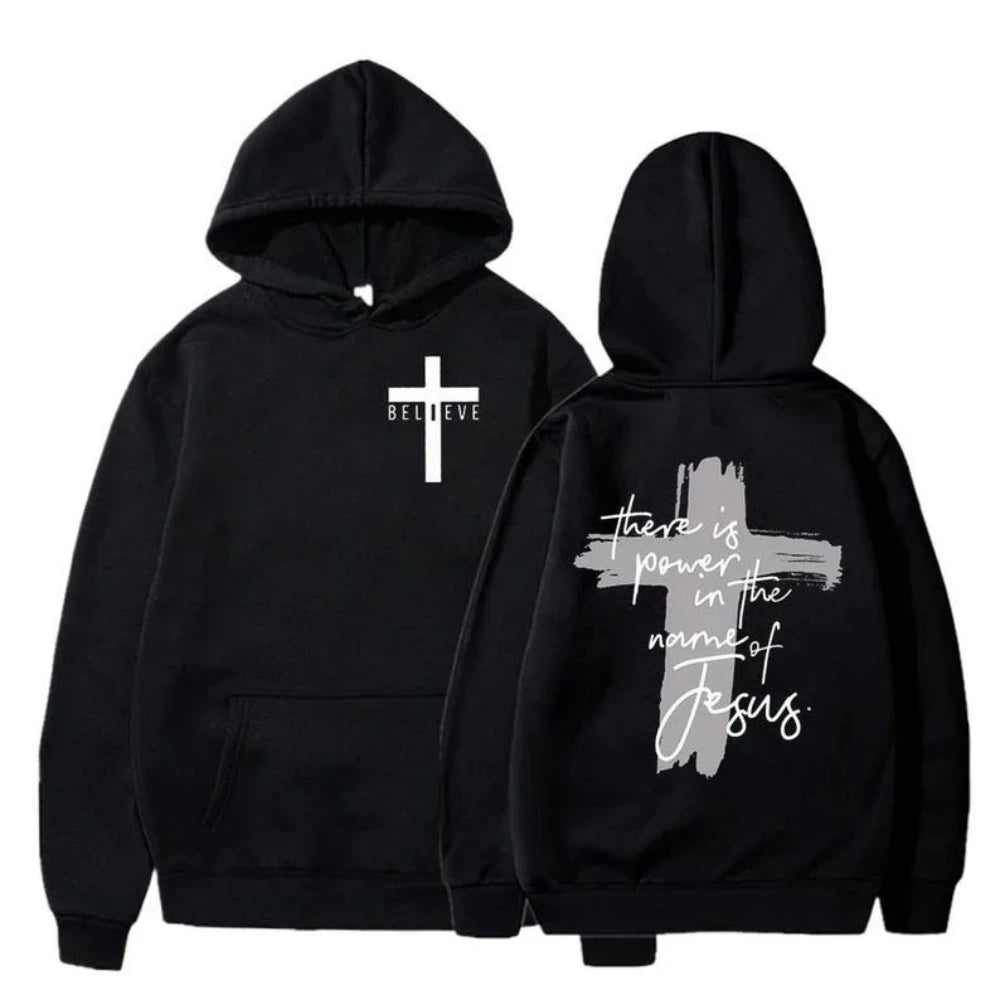 God Is Good Christian Faith Essential Hoodies There Is Power in The Name of Jesus Graphic Hoodie Fashion Streetwear