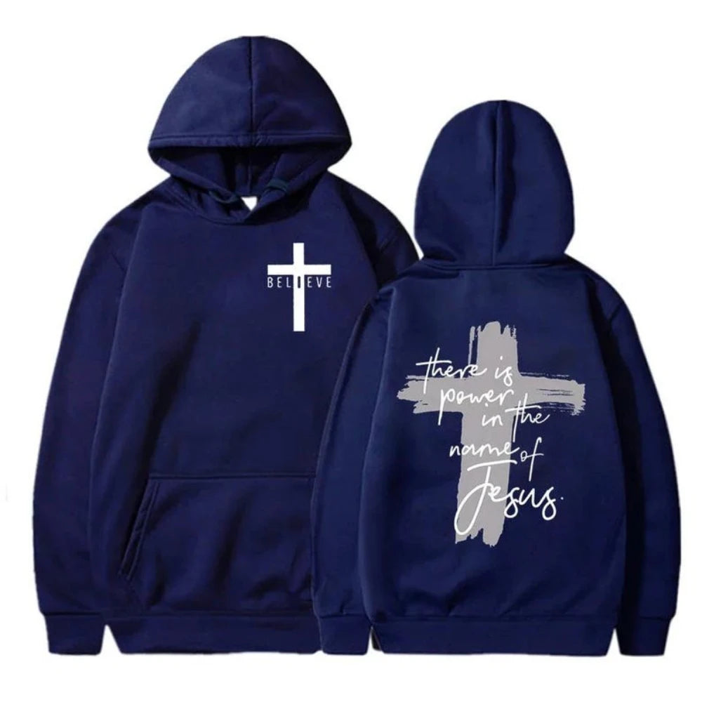 God Is Good Christian Faith Essential Hoodies There Is Power in The Name of Jesus Graphic Hoodie Fashion Streetwear