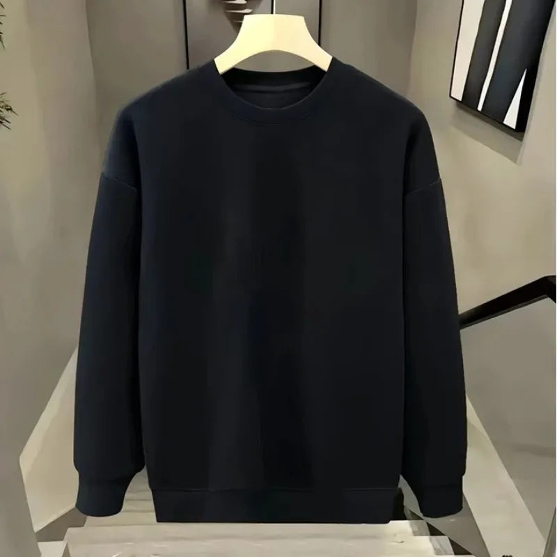 Men's Crew Neck Long-Sleeve Sweatshirt with Black Star Y2K Hoodies