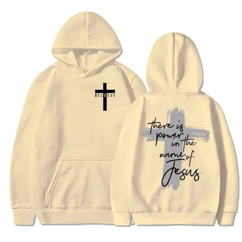 God Is Good Christian Faith Essential Hoodies There Is Power in The Name of Jesus Graphic Hoodie Fashion Streetwear