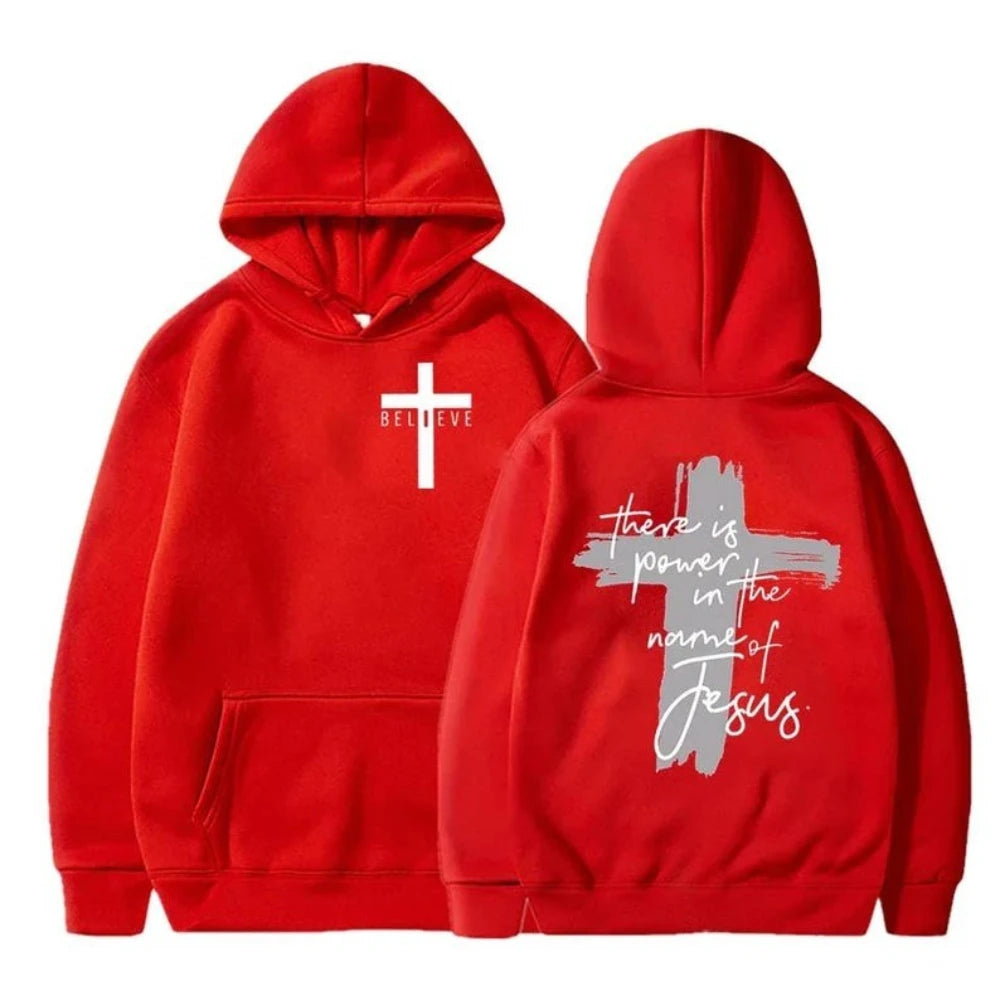 God Is Good Christian Faith Essential Hoodies There Is Power in The Name of Jesus Graphic Hoodie Fashion Streetwear